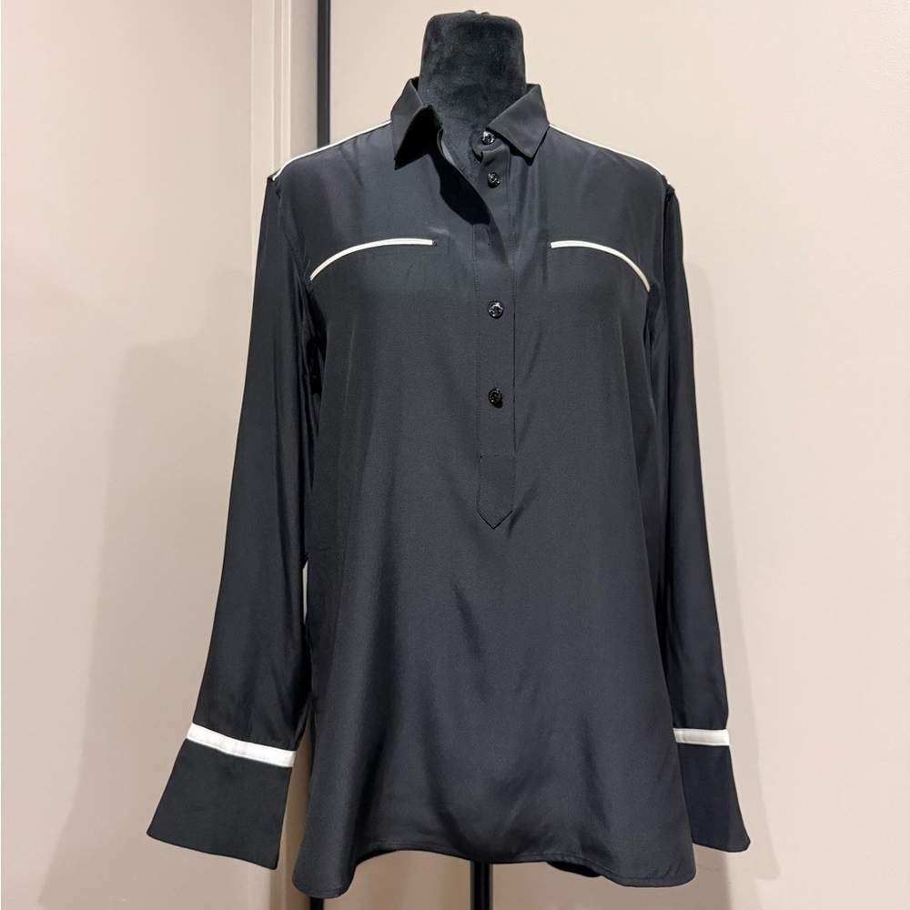 Rag & Bone Black Button Down Shirt with White Accents